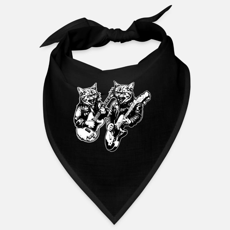 Two Cat Plays Guitar Instruments Rock Cute Bandana