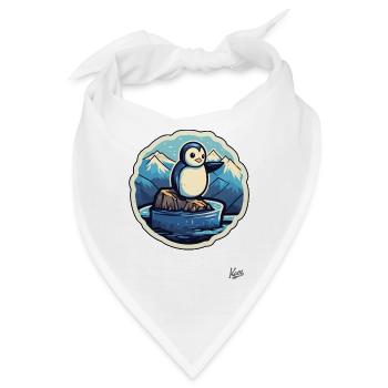 Niedlicher kleiner Pinguin auf einer Eisscholle - Bandana - Weiß - Vorne