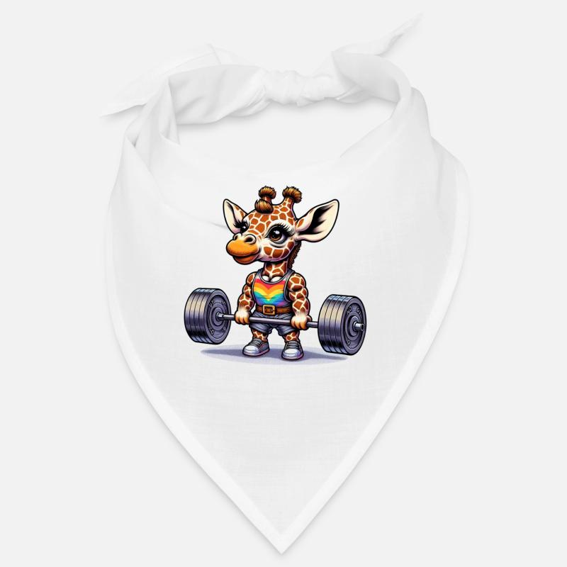 Cool Giraffe Deadlifting In The Gym - Bandana - Weiß