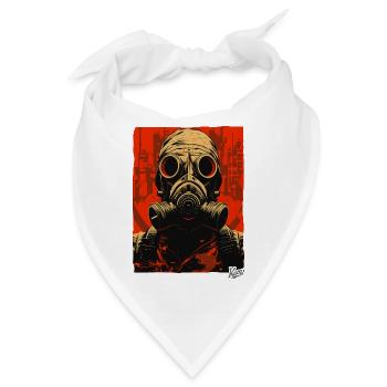 Dystopie: Rote und Schwarze Gasmaske - Bandana - Weiß - Vorne