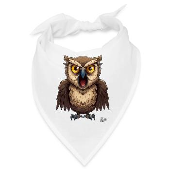 Eine Lustige, Schreiende Cartoon-Eule - Bandana - Weiß - Vorne