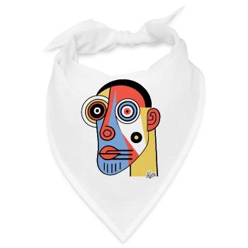 Abstrakte Kubismus-Kunst eines Höhlenmenschen - Bandana - Weiß - Vorne
