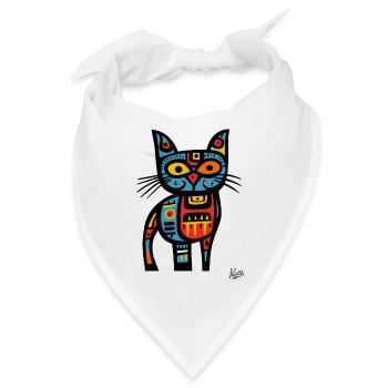 Abstrakte Kubismus-Kunst, dämliche Katze - Bandana - Weiß - Vorne
