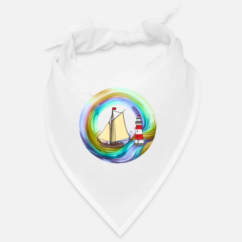 Rainbow Sailing Ship Boat Lighthouse Coast Bandana