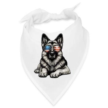 Patriotischer Welpe mit Flagge Sonnenbrille - Bandana - Weiß - Vorne