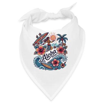 Aloha Spirit - Tropisches Hula & Surf Design - Bandana - Weiß - Vorne