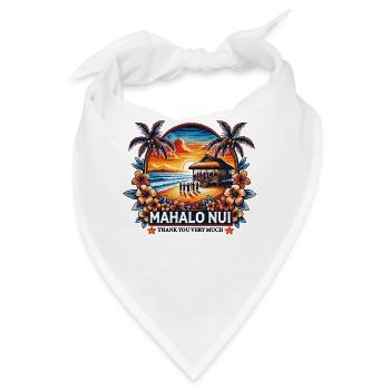 Mahalo Nui - Hawaiianischer Sonnenuntergang & Aloha Spirit Design - Bandana - Weiß - Vorne