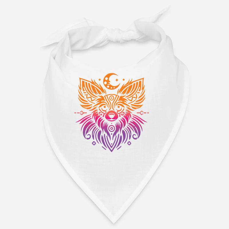 Papillon Tribal Phases de Lune - Bandana - blanc