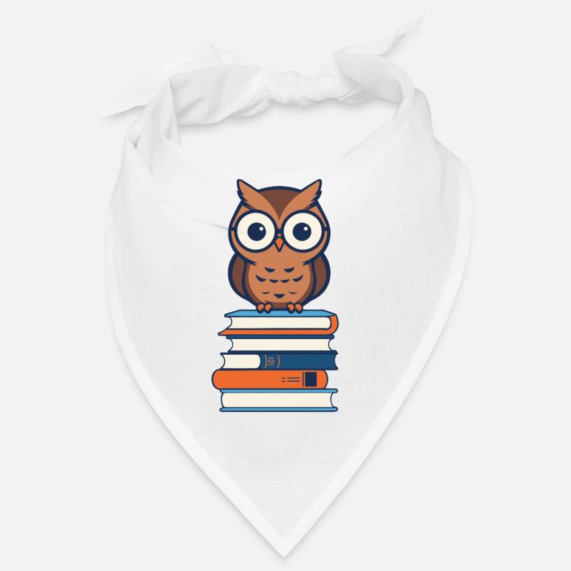 Bücher Eule Eulen Liebhaber Süße Buch Illustration - Bandana - Weiß