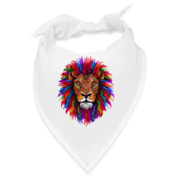 Psychedelischer Löwe - Bandana - Weiß - Vorne