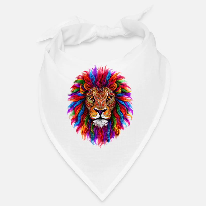 Lion psychédélique - Bandana - blanc