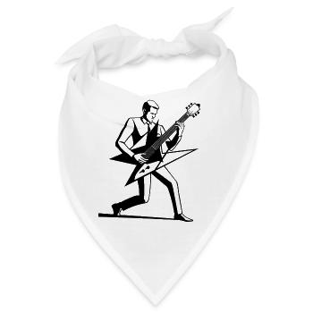 Ikonische Gitarristen-Zeichnung - Bandana - Weiß - Vorne