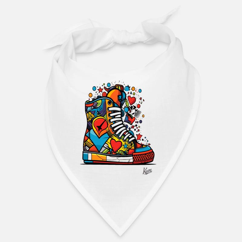 Funky Graffiti: Colorful Sneakers with Hearts Bandana