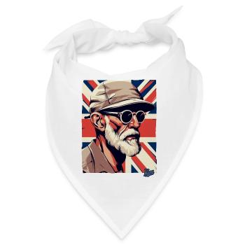 britischer alter Kerl und britische Flagge - Bandana - Weiß - Vorne
