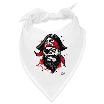 männlicher Mann lustiger Totenkopf Pirat - Bandana - Weiß - Vorne