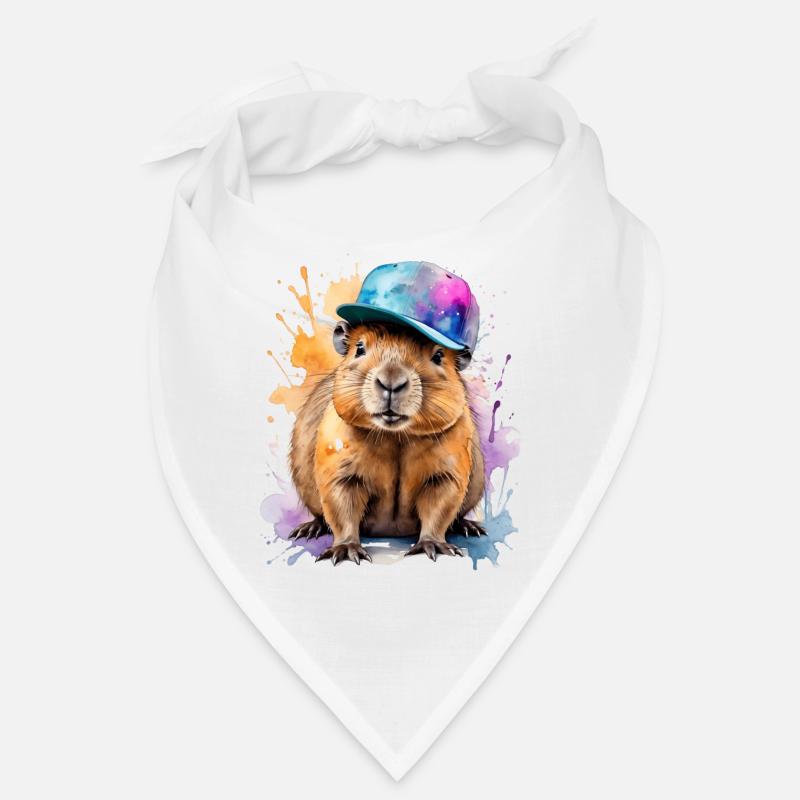 Capybara Snapback Cap Imprimé Animal Coloré Bandana