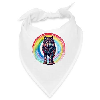 Wolf Wölfe Regenbogen - Bandana - Weiß - Vorne