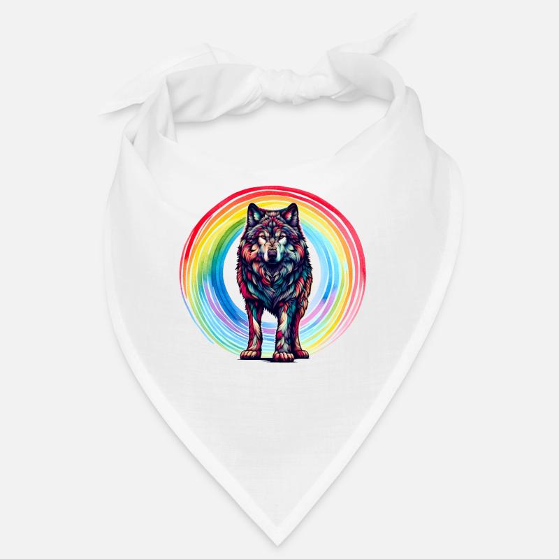 Wolf Wölfe Regenbogen - Bandana - Weiß
