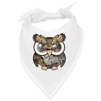 Eulen Fotos Collage Große Augen Niedlicher Nachtvogel - Bandana - Weiß - Vorne