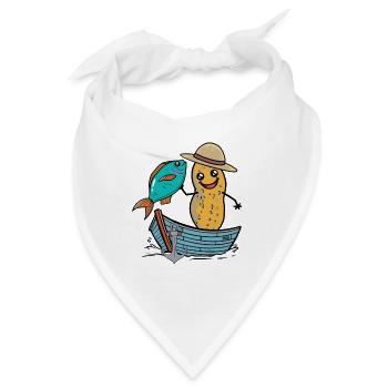 Erdnuss Angler Fisch Fischer Fische angeln Boot - Bandana - Weiß - Vorne