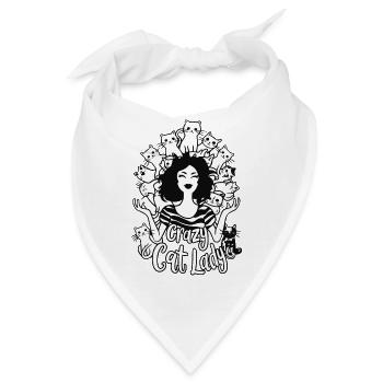Verrückte Katzendame - Bandana - Weiß - Vorne