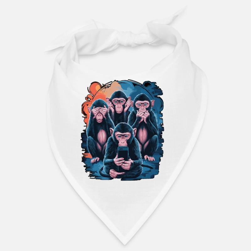 Wise Monkey With Mobile Phone Funny Multi Media Design Bandana