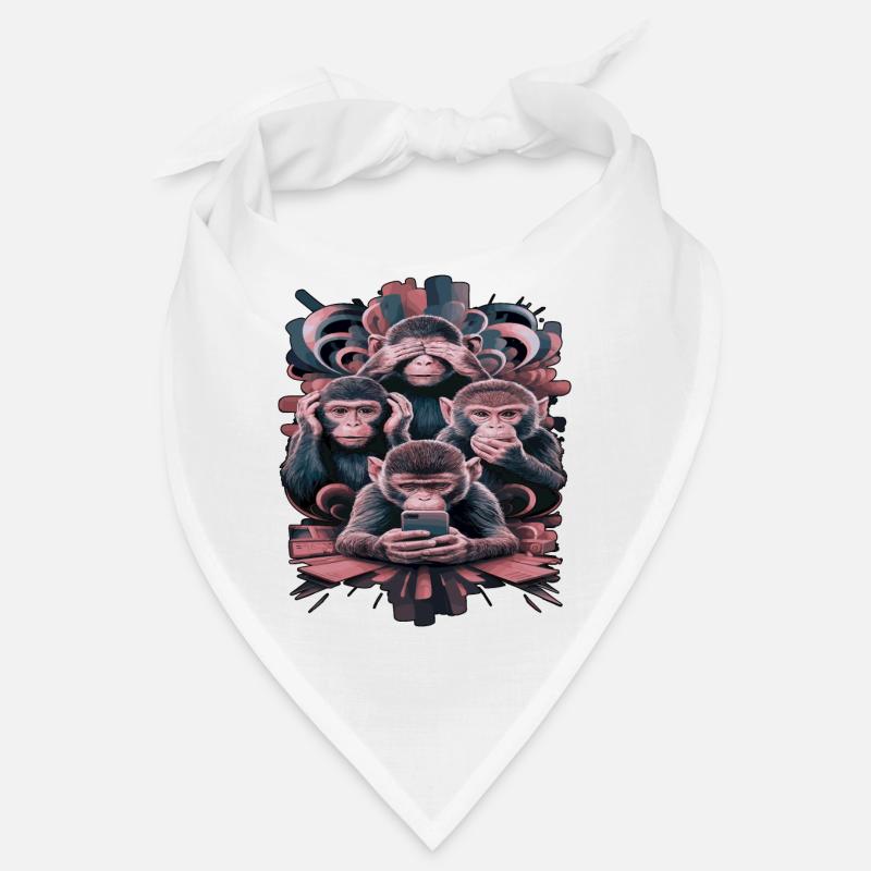 Wise Monkey With Mobile Phone Funny Multi Media Design Bandana