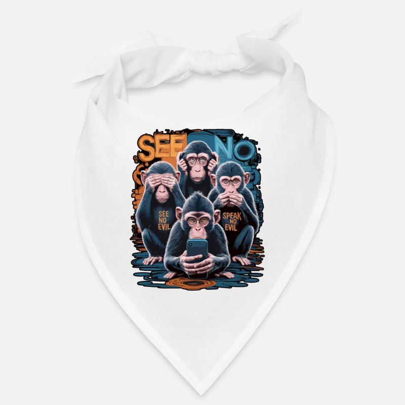 Weise Affen Mit Handy Lustiges Multi Media Design Bandana