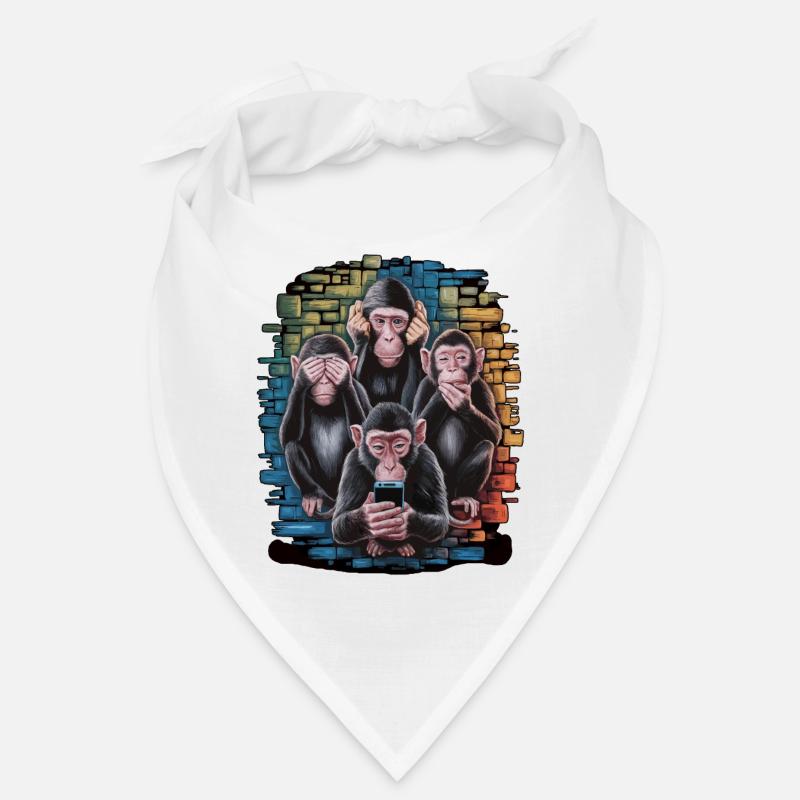 singe sage avec téléphone portable drôle multi conception multimédia Bandana