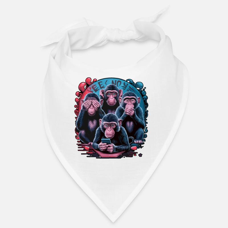 Wise Monkey With Mobile Phone Funny Multi Media Design Bandana