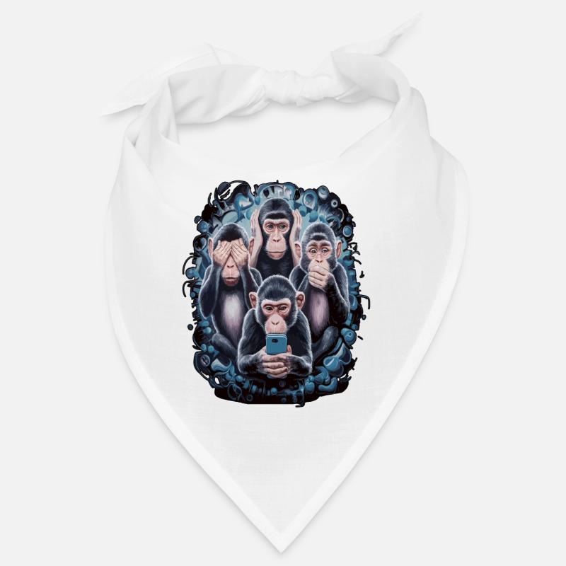 singe sage avec téléphone portable drôle multi conception multimédia Bandana