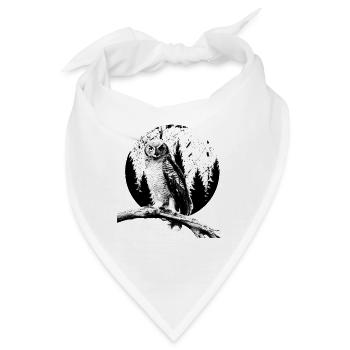Eule, Mond, Bäume, Nachtvogel, Nacht, Raubtierliebhaber - Bandana - Weiß - Vorne