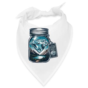Natur Berglandschaft mit Diamant im Einmachglas - Bandana - Weiß - Vorne
