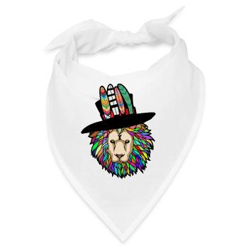 Löwenkopf Löwe Löwen - Bandana - Weiß - Vorne