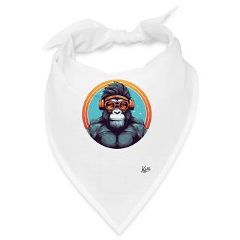 hipper Hipster Fitness Studio Kopfhörer Affe - Bandana - Weiß - Vorne