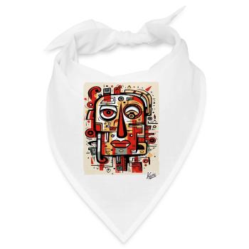 Abstrakte Kunst: Modernes Kubismus-Gesichtsporträt - Bandana - Weiß - Vorne