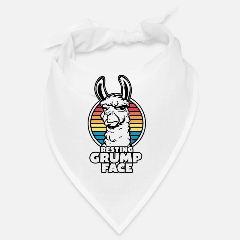 Resting Grump Face Llama Funny Retro Rainbow Bandana