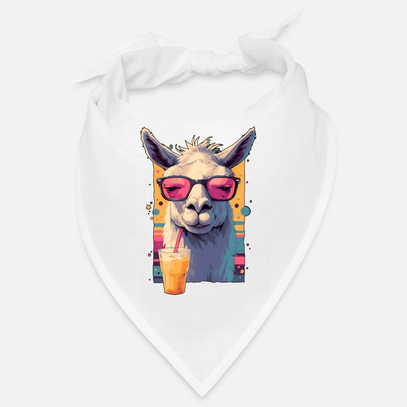 Cool Llama Resting Grump Face Funny Retro Design Bandana