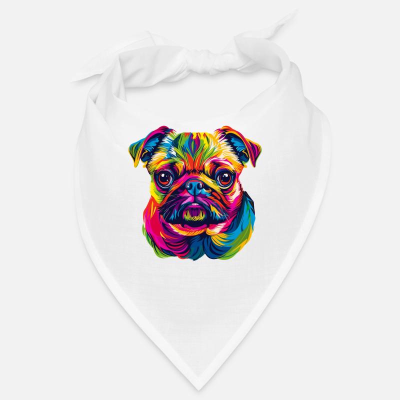 Mops Hund Bunte Farben Pop Art Regenbogen Carlino Bandana