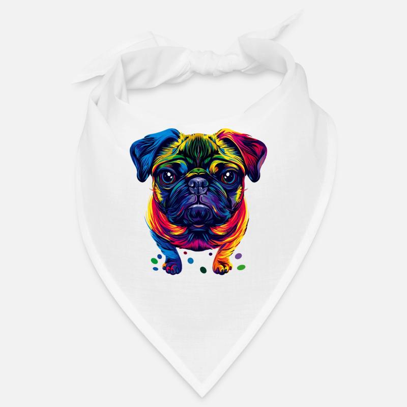 Mops Hund Bunte Farben Pop Art Regenbogen Carlino Bandana