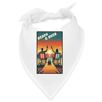 Entspannendes Strand- und Bier-Sonnenuntergangsdesign für Sommerspaß - Bandana - Weiß - Vorne