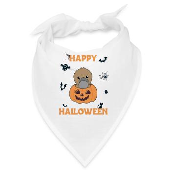 Schnabeltier in Kürbis süße Tiere Happy Halloween - Bandana - Weiß - Vorne