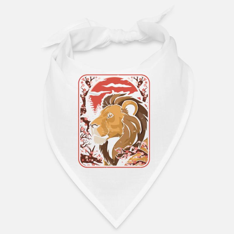 Lion Japon Cerisier Fleur Lune Bandana
