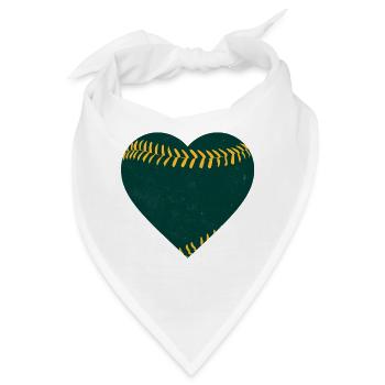 Vintage Baseball Herz - Bandana - Weiß - Vorne