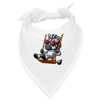 Cooles Zebra auf Schaukel mit Sonnenbrille - Bandana - Weiß - Vorne
