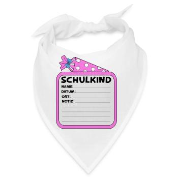 Schulkind Namensschild pink - Bandana - Weiß - Vorne