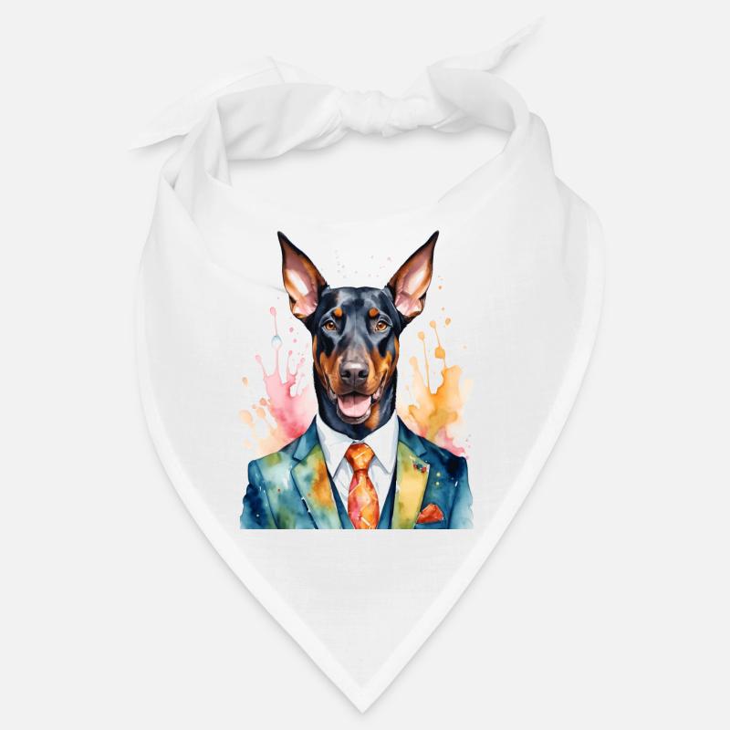 Dobermann Anzug Hund Bunt Lustig Tier Design Print Bandana