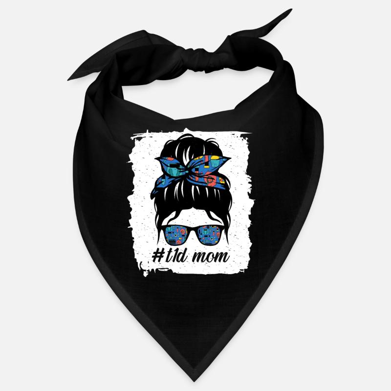 T1D Maman Bleu et Gris Ruban Messy Bun Juvénile Bandana