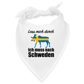 Lass mich durch ich muss nach Schweden Spruch Elch - Bandana - Weiß - Vorne