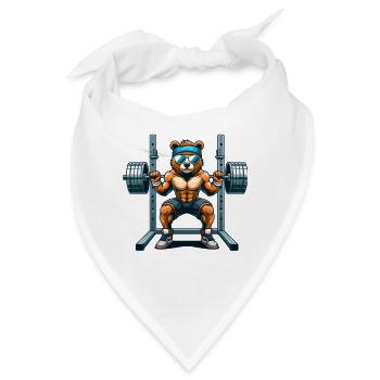 Strong Bear Squatting in the Gym - Bandana - Weiß - Vorne